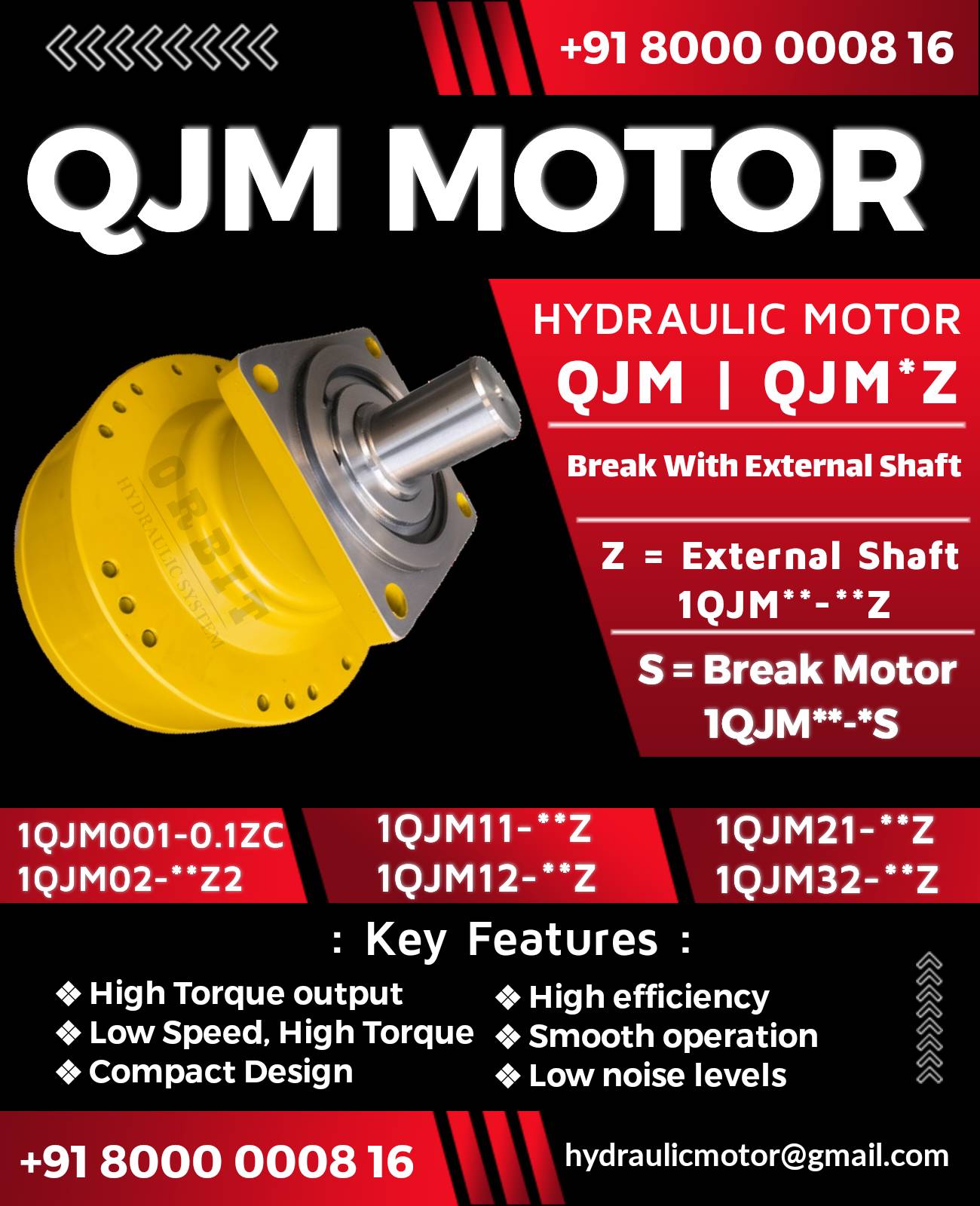 QJM Z Series Hydraulic Motor With External Shaft in Pune Mumbai Chennai Bangalore Hyderabad Nashik Delhi Kolkata Thane Ahmedabad Coimbatore India